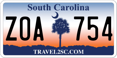 SC license plate ZOA754