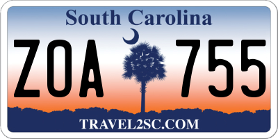 SC license plate ZOA755