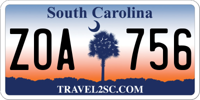 SC license plate ZOA756