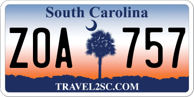 SC license plate ZOA757
