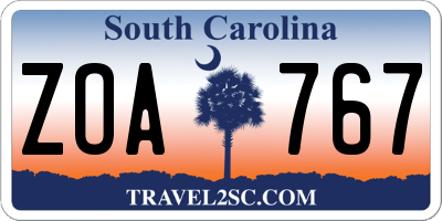 SC license plate ZOA767