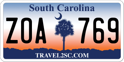 SC license plate ZOA769