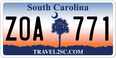SC license plate ZOA771