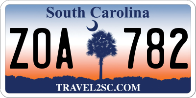 SC license plate ZOA782