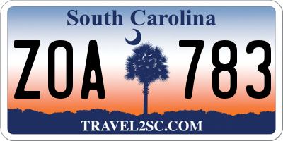 SC license plate ZOA783
