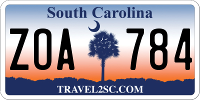 SC license plate ZOA784