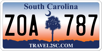 SC license plate ZOA787
