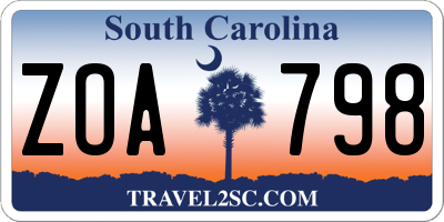 SC license plate ZOA798