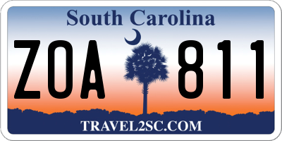 SC license plate ZOA811