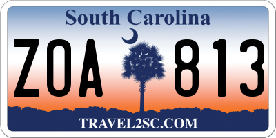 SC license plate ZOA813