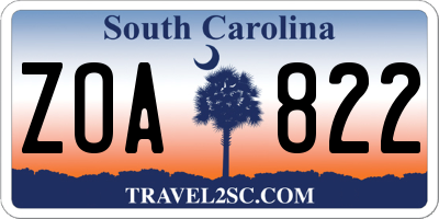 SC license plate ZOA822