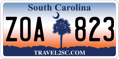 SC license plate ZOA823