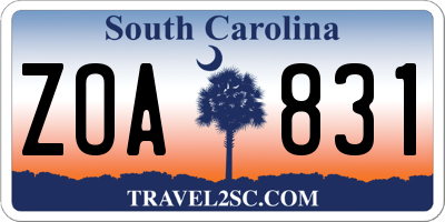 SC license plate ZOA831