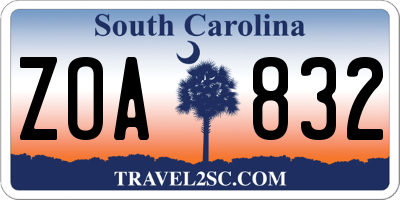 SC license plate ZOA832