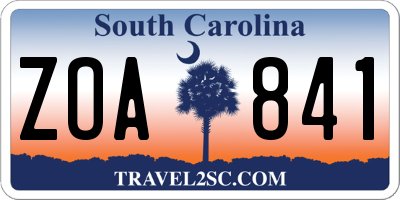 SC license plate ZOA841