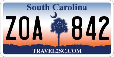 SC license plate ZOA842