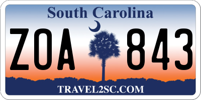 SC license plate ZOA843