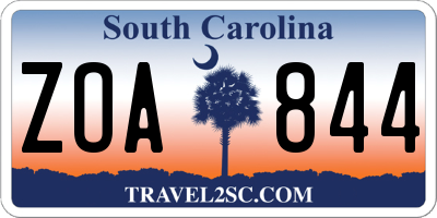 SC license plate ZOA844
