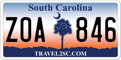 SC license plate ZOA846