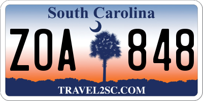 SC license plate ZOA848