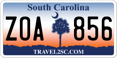 SC license plate ZOA856