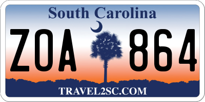 SC license plate ZOA864