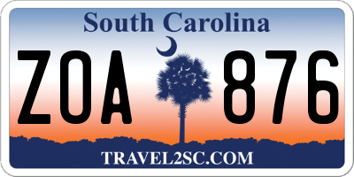 SC license plate ZOA876