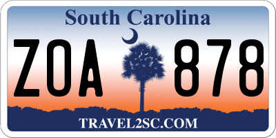 SC license plate ZOA878