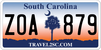 SC license plate ZOA879