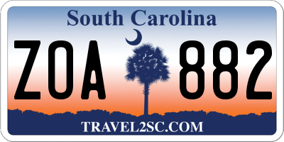 SC license plate ZOA882