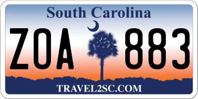 SC license plate ZOA883