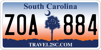 SC license plate ZOA884