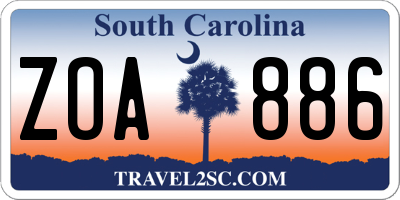 SC license plate ZOA886