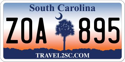 SC license plate ZOA895
