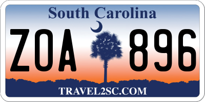 SC license plate ZOA896
