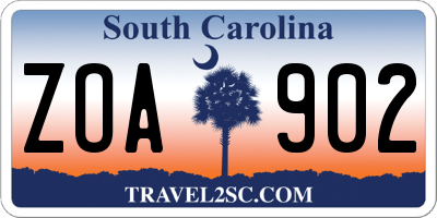 SC license plate ZOA902