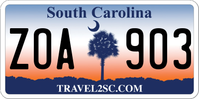 SC license plate ZOA903