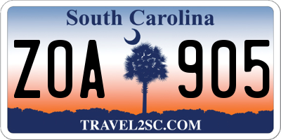 SC license plate ZOA905