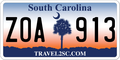 SC license plate ZOA913