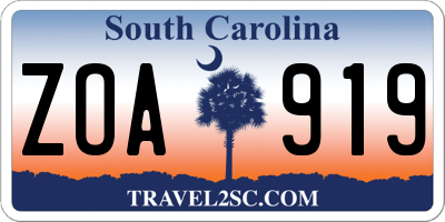 SC license plate ZOA919