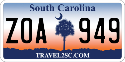 SC license plate ZOA949