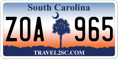 SC license plate ZOA965