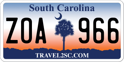 SC license plate ZOA966