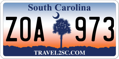 SC license plate ZOA973