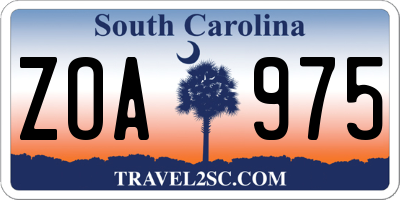 SC license plate ZOA975