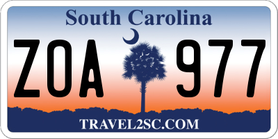 SC license plate ZOA977