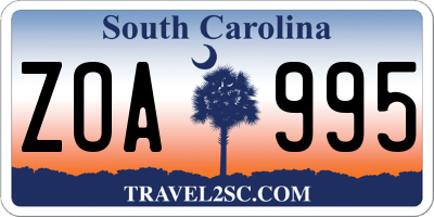 SC license plate ZOA995