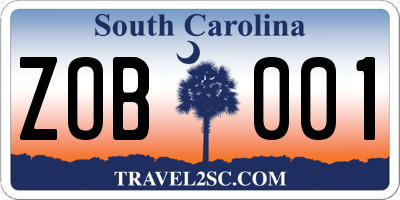 SC license plate ZOB001