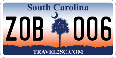 SC license plate ZOB006