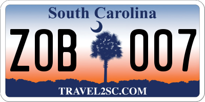 SC license plate ZOB007